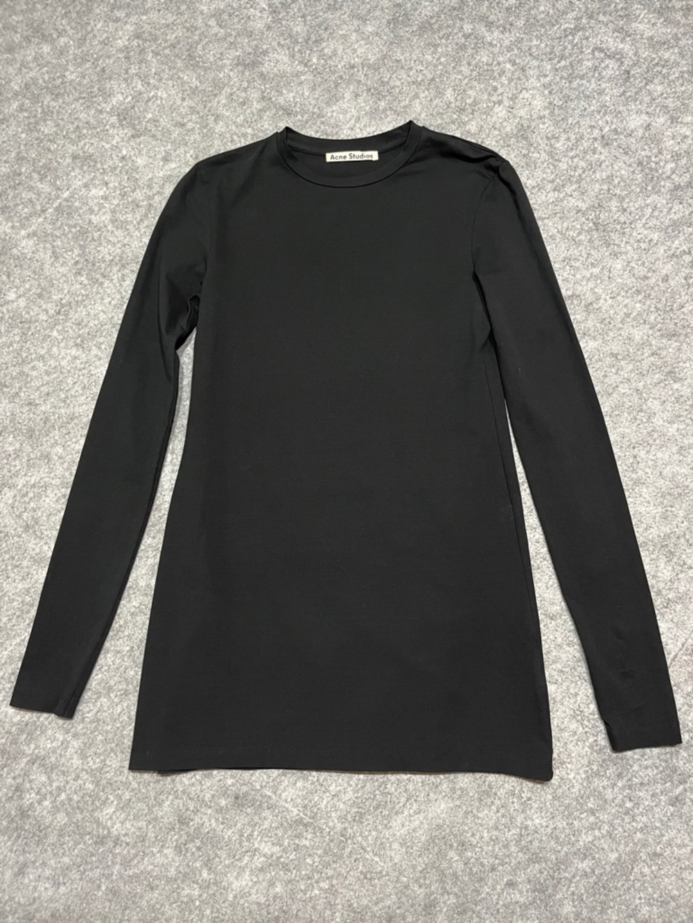Acne Black Long Sleeve Crewneck Top with Minimal Silhouette